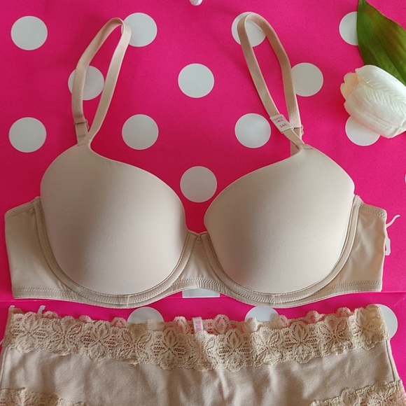 ❌SET💝34C PINK LIGHTLY LINED BRA+ PANTY S. - Picture 2 of 4